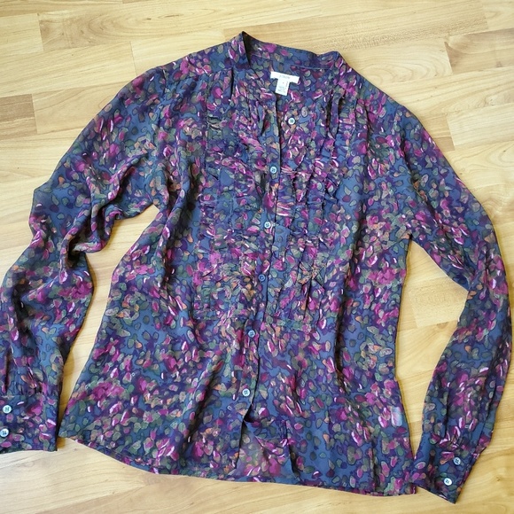 J. Crew Tops - Jcrew Floral Silk Button Top 4
